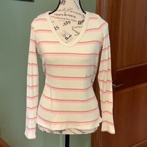 Pink and Cream Striped V-Neck Top American Eagle New with tags!
